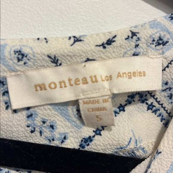 Monteau Blue and White Patterned Blouse - Picture 2 of 4